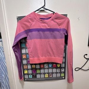 Bebe sport small long sleeve pink & blue tight fit work out outfit Xs